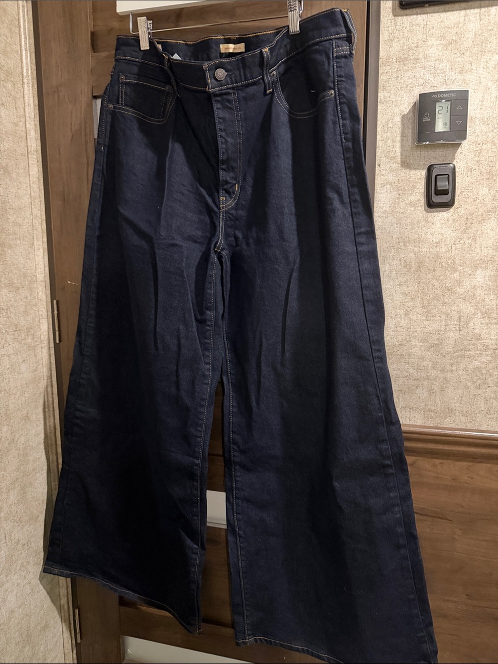 Levi's Women's Wide-Leg Flare Jeans in Dark Blue Denim